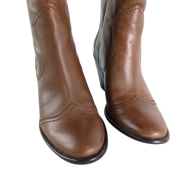 BCBGeneration Women's 8B Brown Leather Slouch Western Boots Mid-Calf 3" Heel - Picture 4 of 9